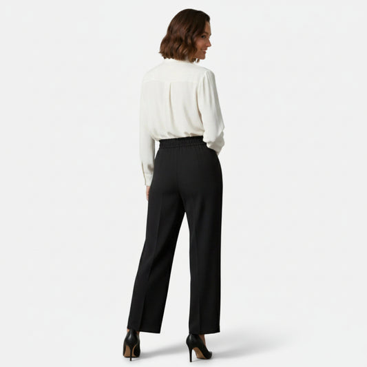 LindLeigh | Women’s Straight-Leg High-Waist Trousers with Button Detail