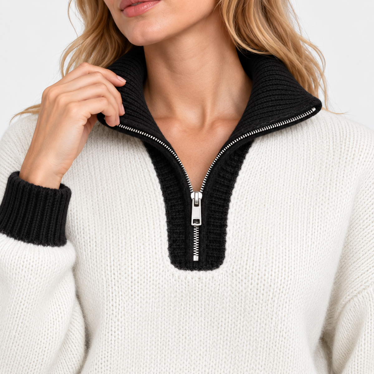 LindLeigh | Women's Half Zip Sweater High Neck Color Block Knit Pullover
