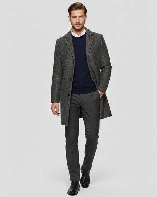 LindLeigh | Men’s Mid-Length Tweed Coat – Everyday Winter Style