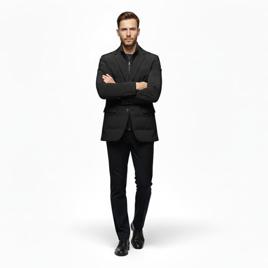 LindLeigh | Men’s Down Blazer – Detachable Collar Business Winter Coat