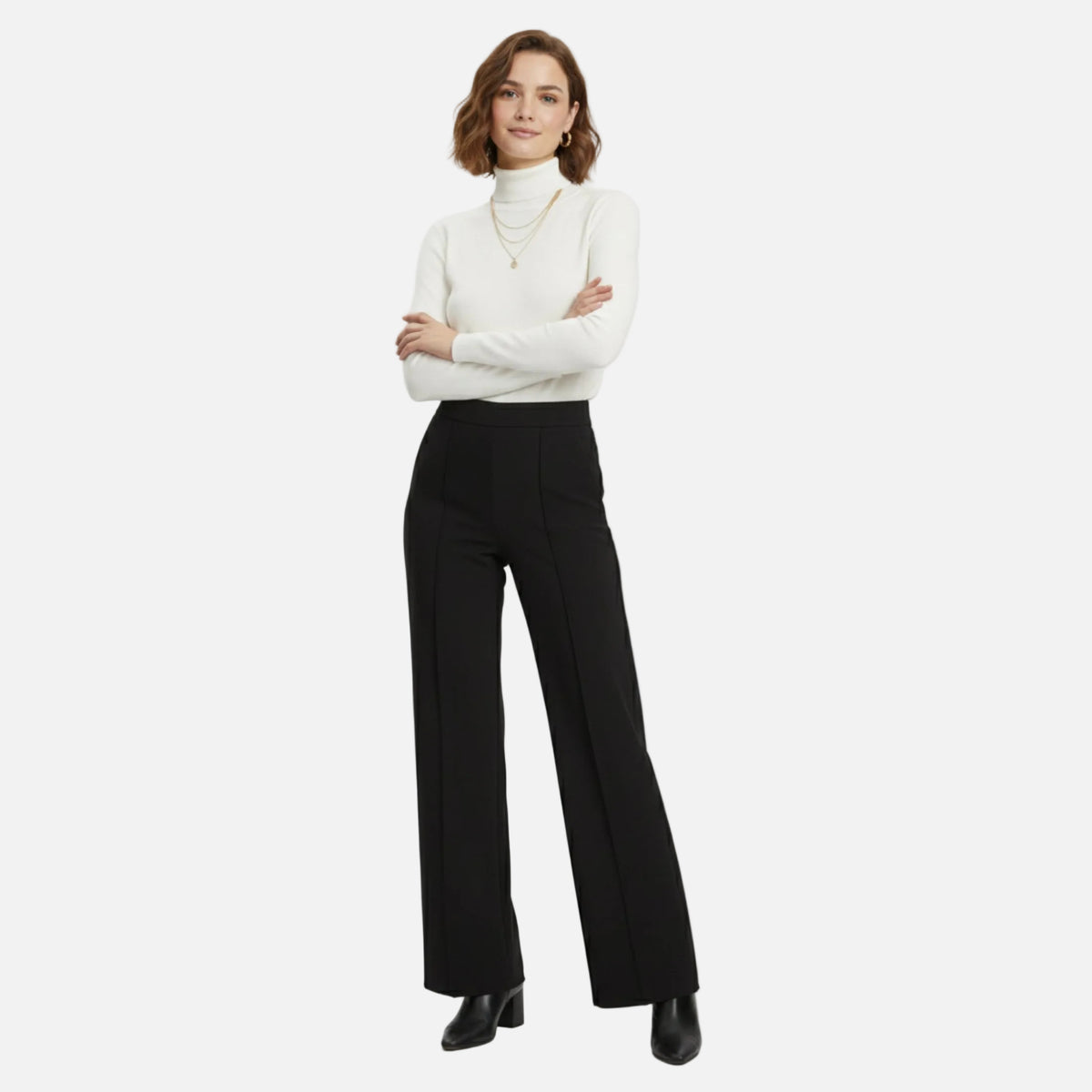 LindLeigh | Women’s High Waisted Trousers - Elegant Straight Leg Pants