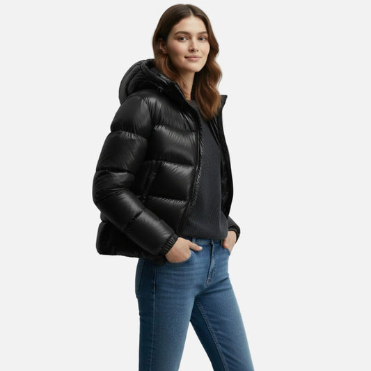 LindLeigh | Women's Quilted Hooded Winter Puffer Jacket with Zip Pockets