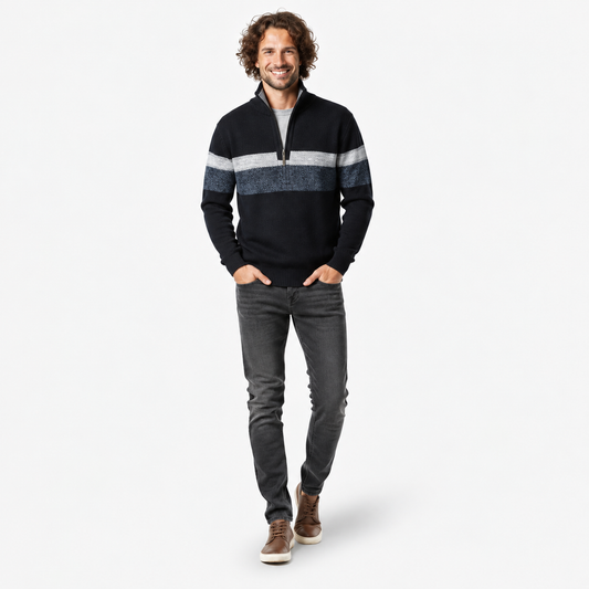 LindLeigh | Men's Warm Knit Sweater – Stand Collar Fall Winter Pullover