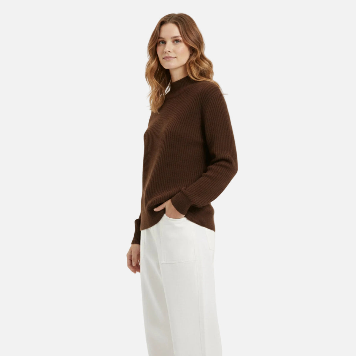 LindLeigh | Women’s Ribbed Knit Mock Neck Long Sleeve Sweater