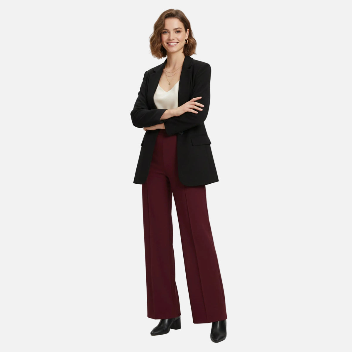 LindLeigh | Women’s High Waisted Trousers - Elegant Straight Leg Pants