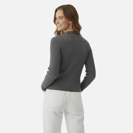 LindLeigh | Women’s Ribbed Knit Mock Neck Long Sleeve Sweater