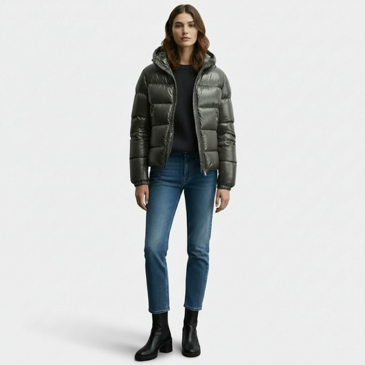 LindLeigh | Women's Quilted Hooded Winter Puffer Jacket with Zip Pockets