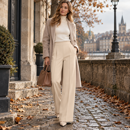 LindLeigh | Women’s High Waisted Trousers - Elegant Straight Leg Pants