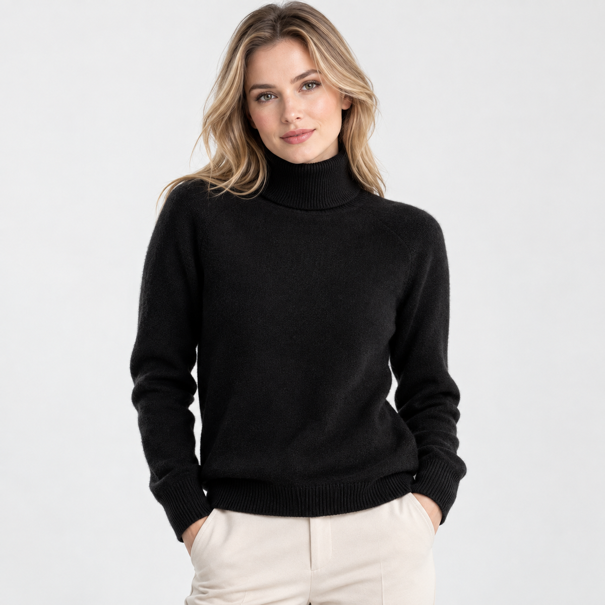 LindLeigh | Women's Turtleneck Sweater Soft Stretch Knit Long Sleeve