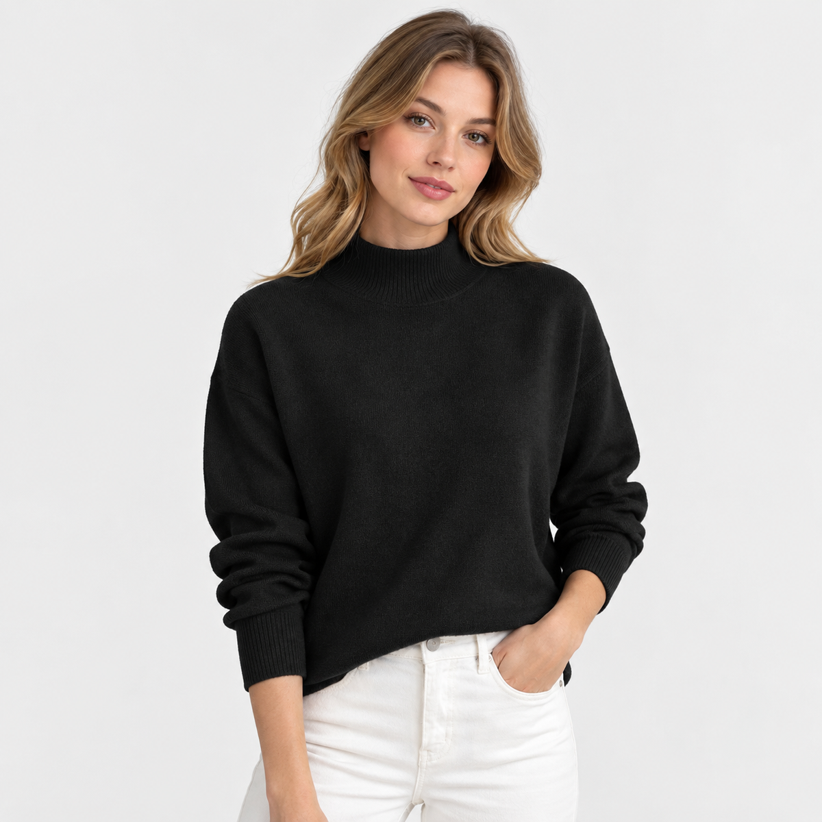 LindLeigh | Women's Mock Neck Sweater Long Sleeve Knit Pullover