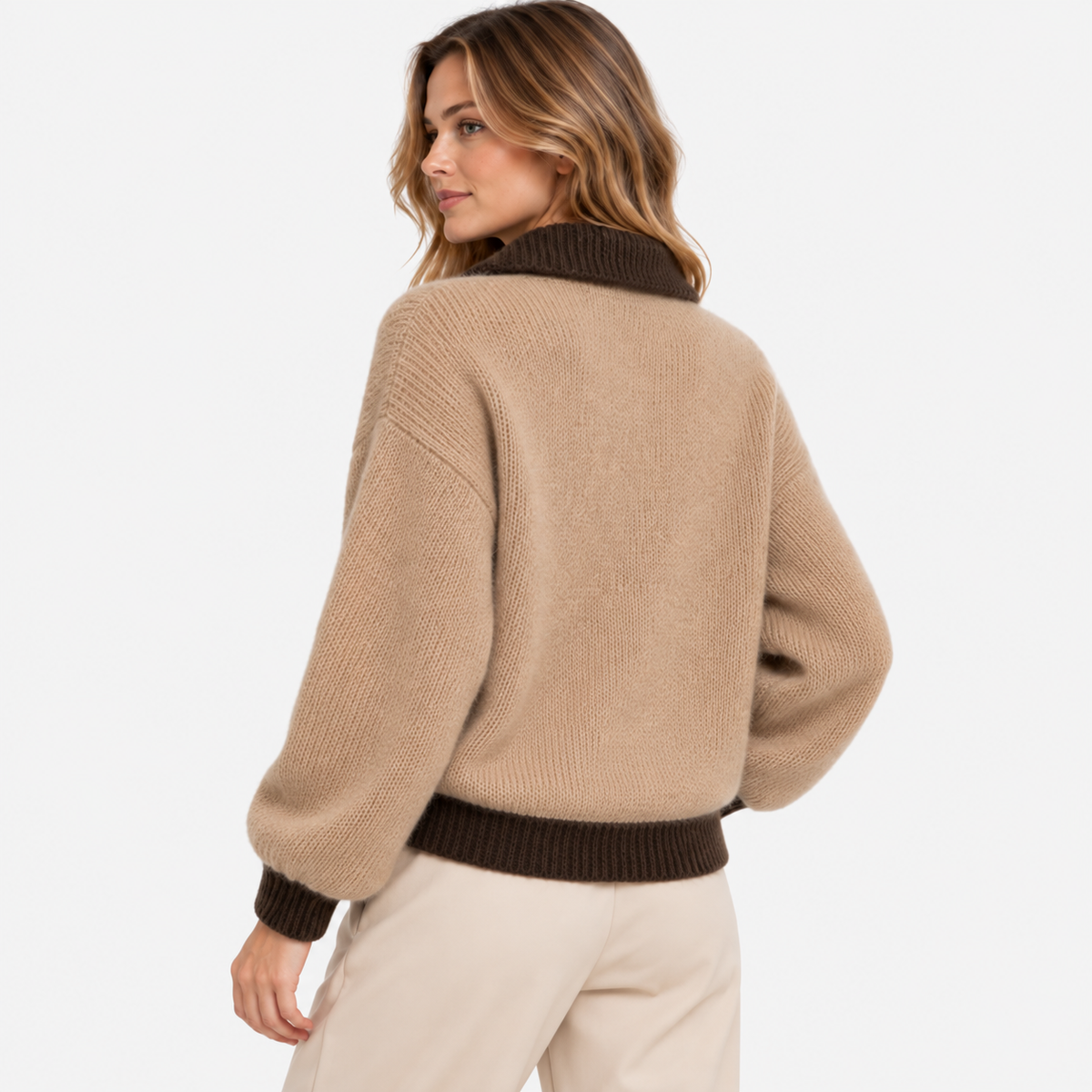 LindLeigh | Women's Half Zip Sweater High Neck Color Block Knit Pullover