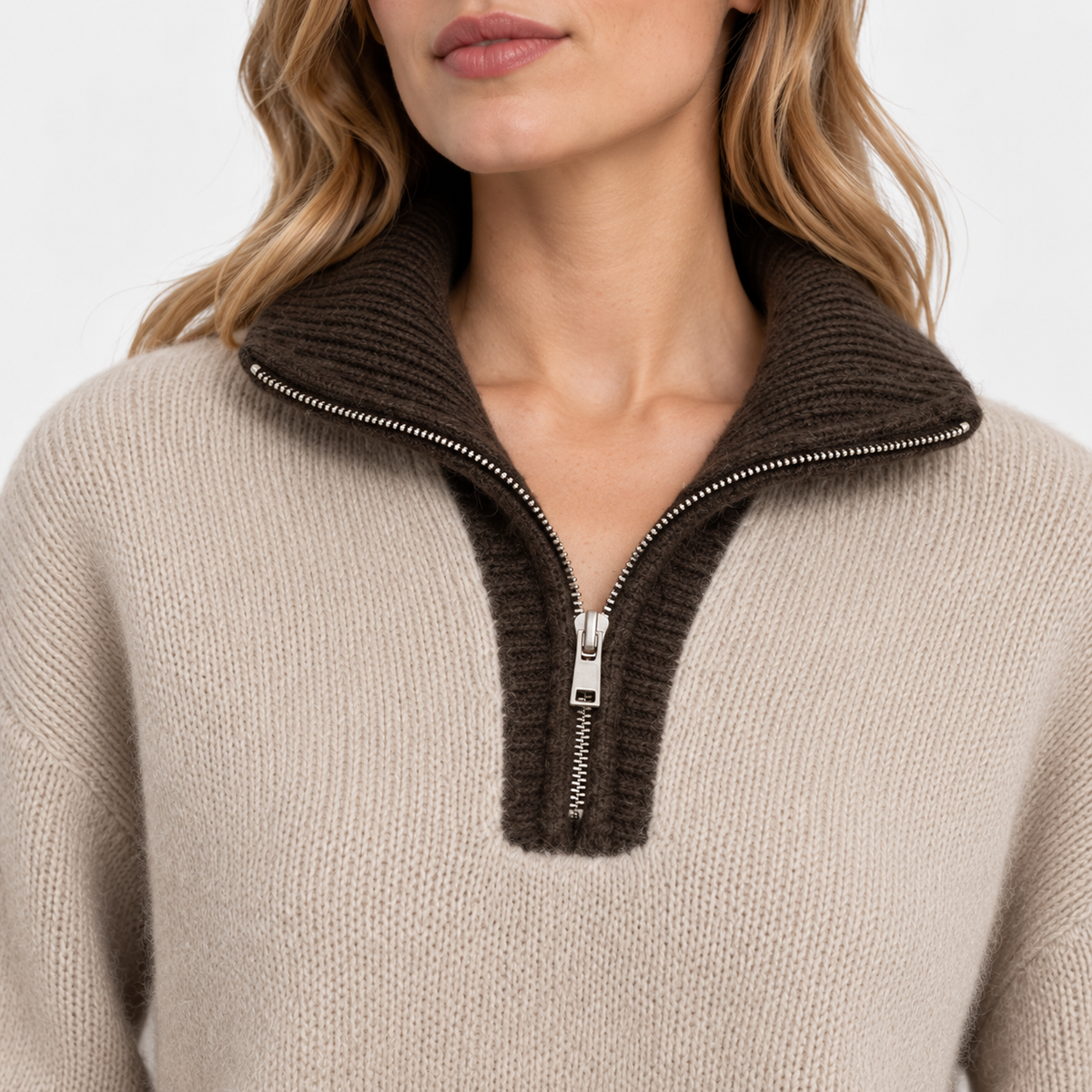 LindLeigh | Women's Half Zip Sweater High Neck Color Block Knit Pullover