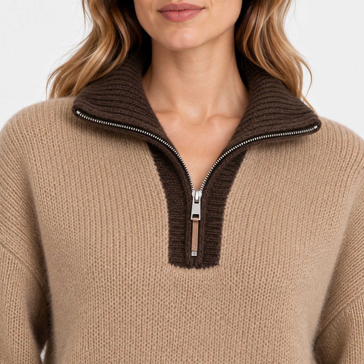LindLeigh | Women's Half Zip Sweater High Neck Color Block Knit Pullover