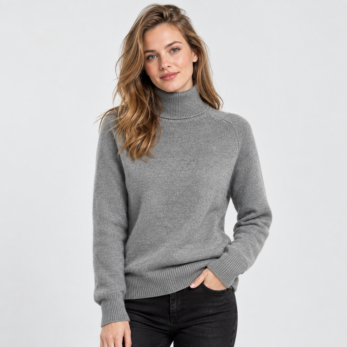 LindLeigh | Women's Turtleneck Sweater Soft Stretch Knit Long Sleeve