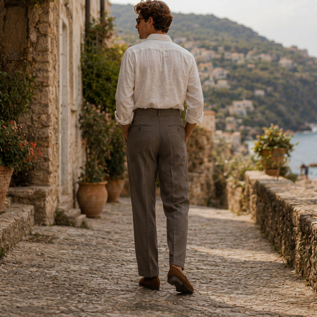 LindLeigh | Men's Pleated Tailored Trousers Classic Straight Fit