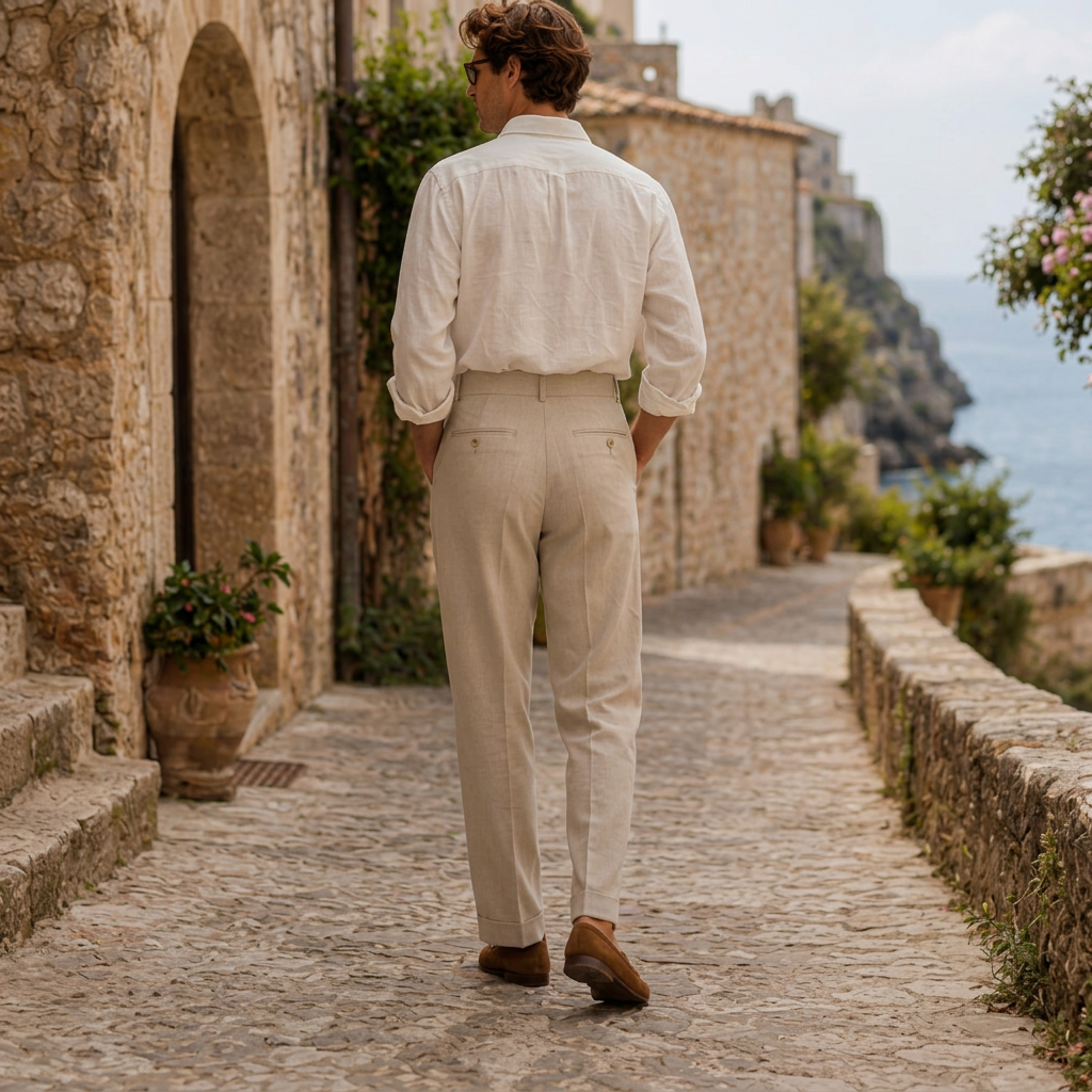 LindLeigh | Men's Pleated Tailored Trousers Classic Straight Fit