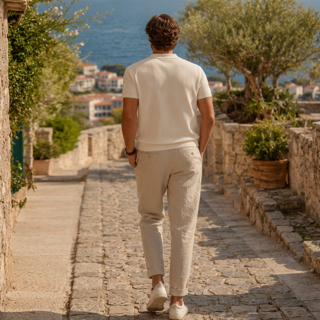 LindLeigh | Men's Knit Polo Shirt Lightweight Textured Classic Fit