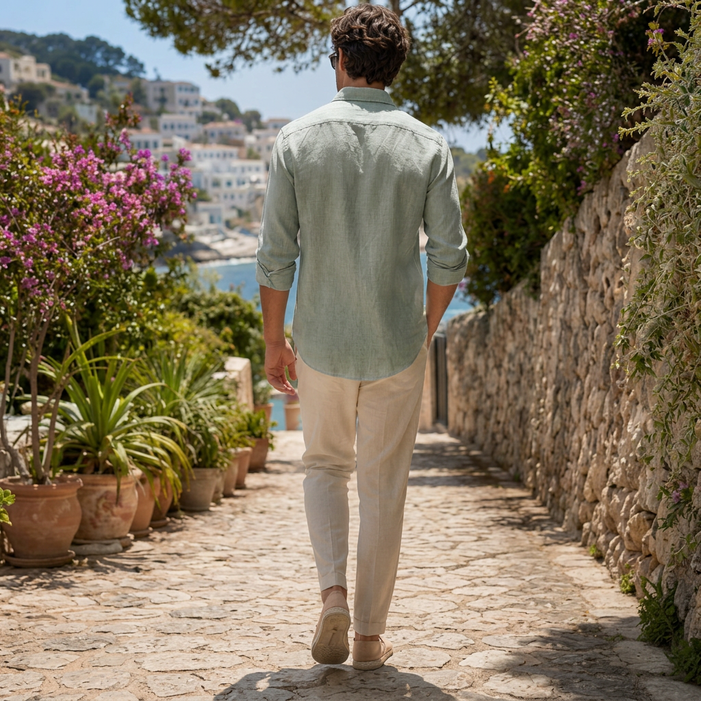 LindLeigh | Men's Linen Button Down Shirt Lightweight Long Sleeve