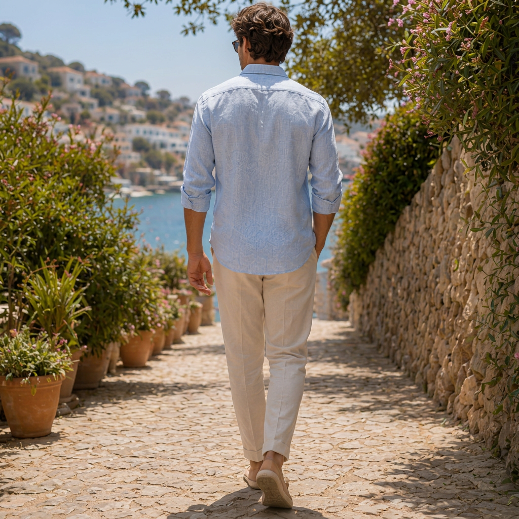 LindLeigh | Men's Linen Button Down Shirt Lightweight Long Sleeve