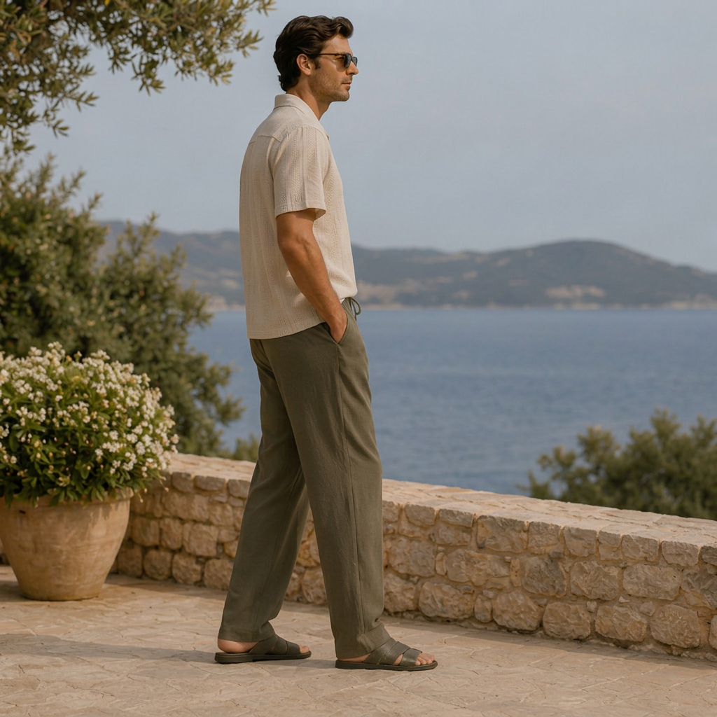 LindLeigh | Men's Breathable Linen Blend Pants Relaxed Fit Casual Trousers