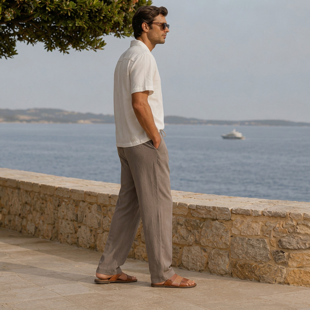 LindLeigh | Men's Breathable Linen Blend Pants Relaxed Fit Casual Trousers