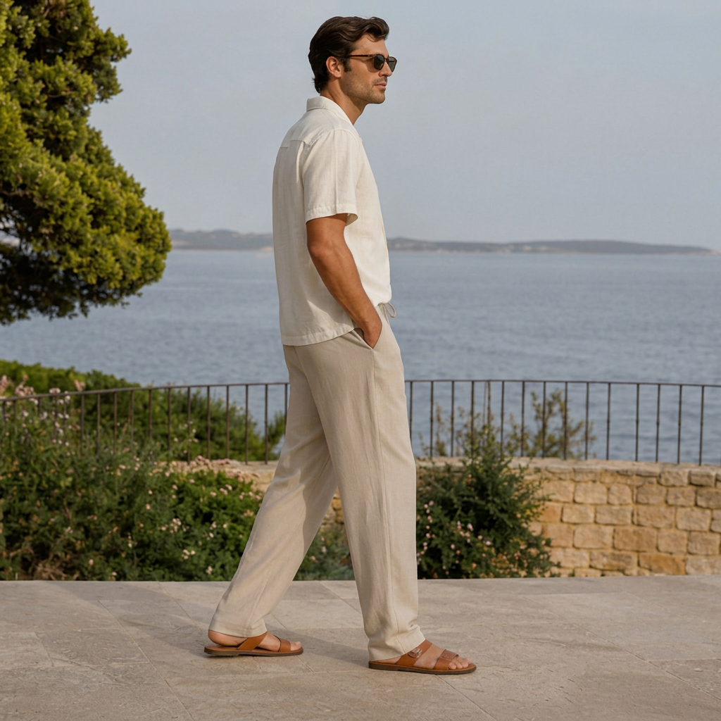 LindLeigh | Men's Breathable Linen Blend Pants Relaxed Fit Casual Trousers
