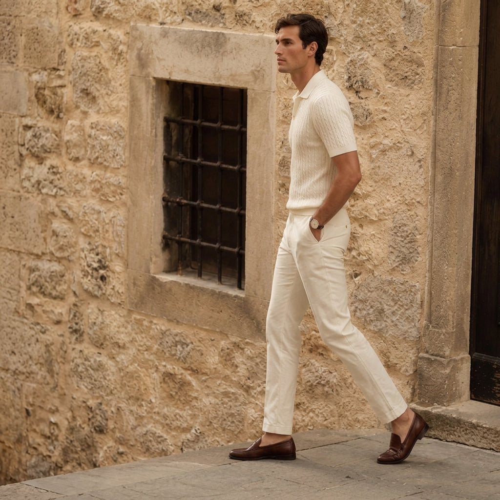 LindLeigh | Men's Fine Cable Knit Polo Premium Casual Shirt