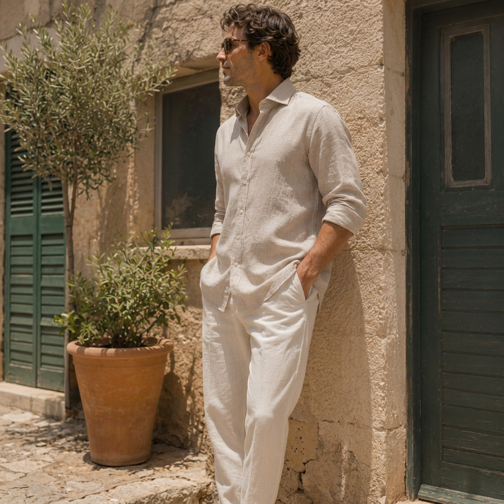 LindLeigh | Men's Linen Button Down Shirt Lightweight Long Sleeve