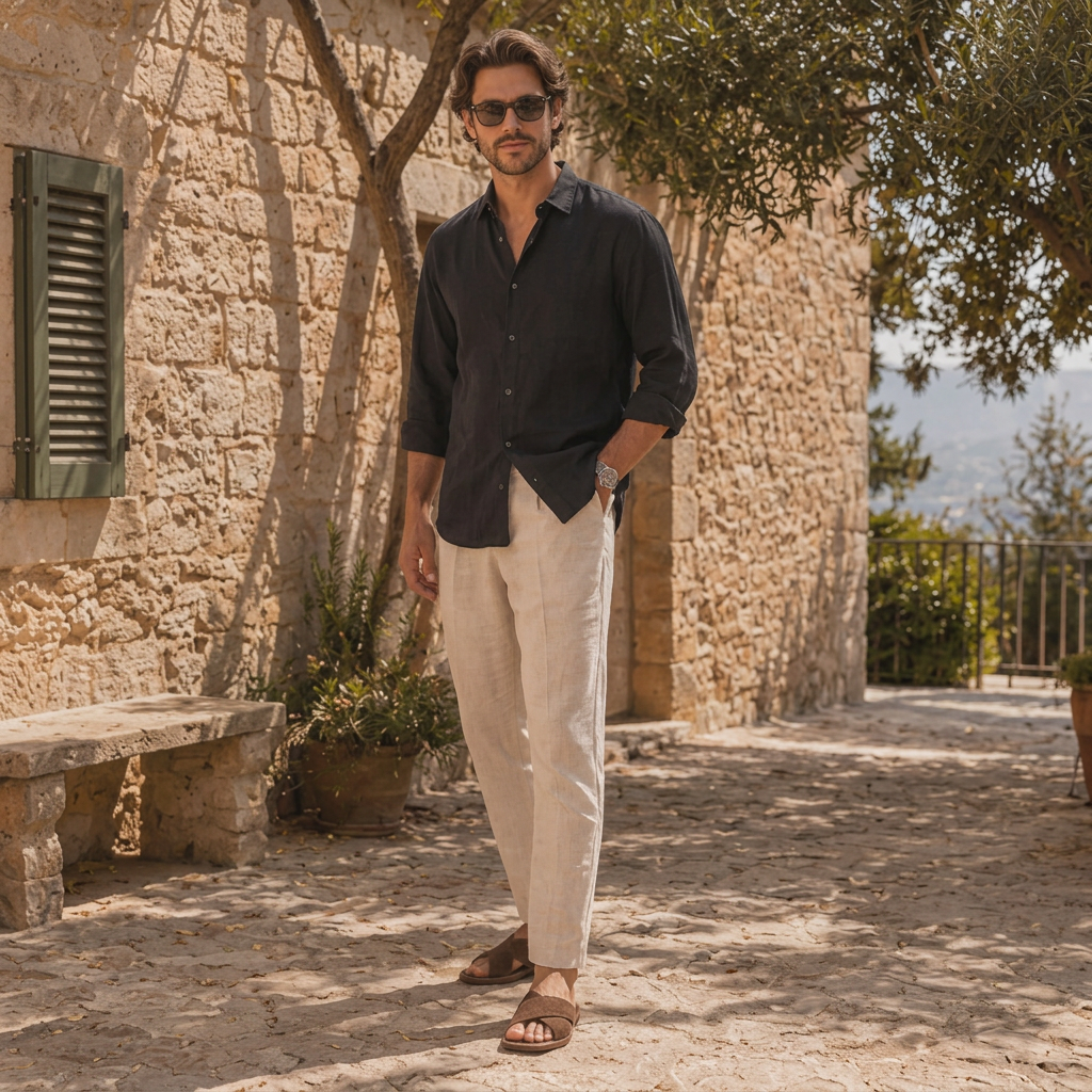 LindLeigh | Men's Suede Cross Strap Slide Sandals