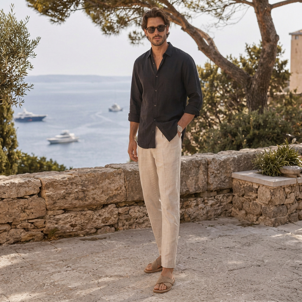 LindLeigh | Men's Suede Cross Strap Slide Sandals