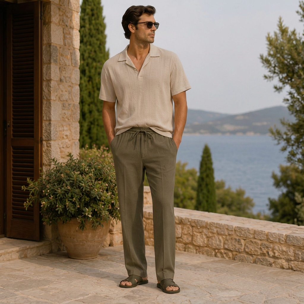 LindLeigh | Men's Breathable Linen Blend Pants Relaxed Fit Casual Trousers