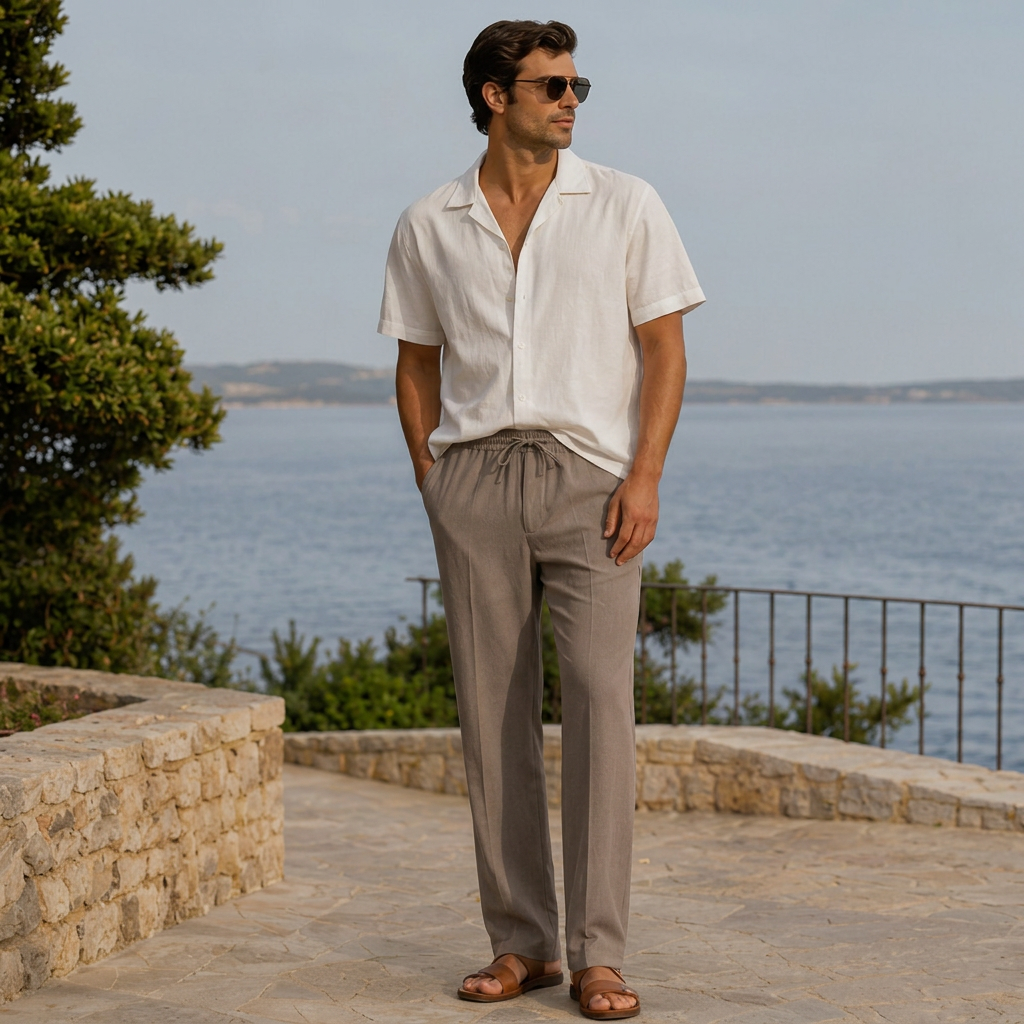 LindLeigh | Men's Breathable Linen Blend Pants Relaxed Fit Casual Trousers
