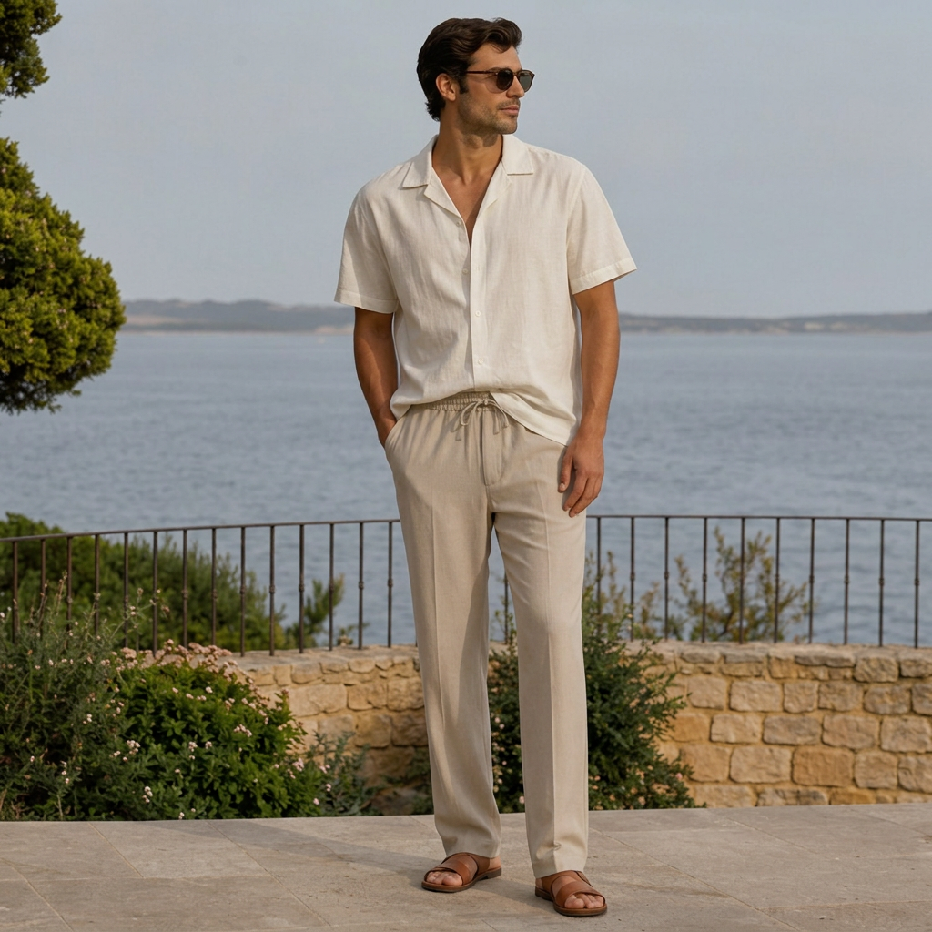 LindLeigh | Men's Breathable Linen Blend Pants Relaxed Fit Casual Trousers