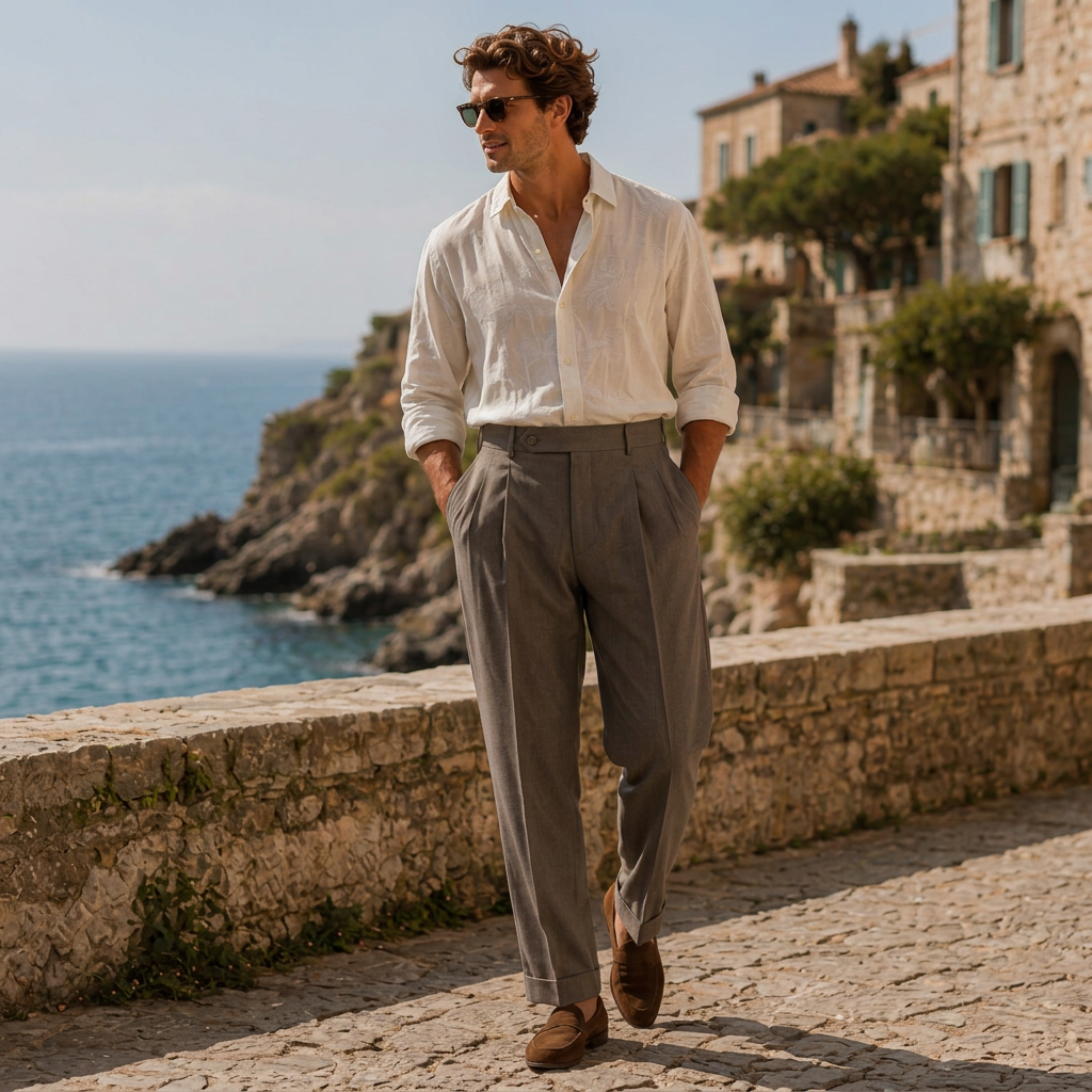LindLeigh | Men's Pleated Tailored Trousers Classic Straight Fit