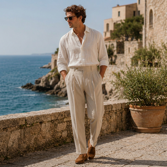 LindLeigh | Men's Pleated Tailored Trousers Classic Straight Fit