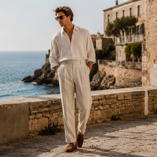 LindLeigh | Men's Pleated Tailored Trousers Classic Straight Fit