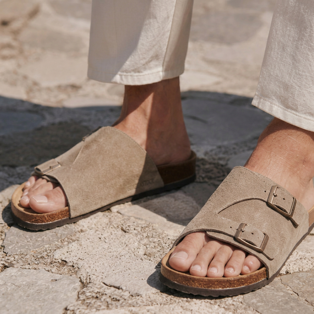 LindLeigh | Men's Adjustable Buckle Comfort Slide Sandals