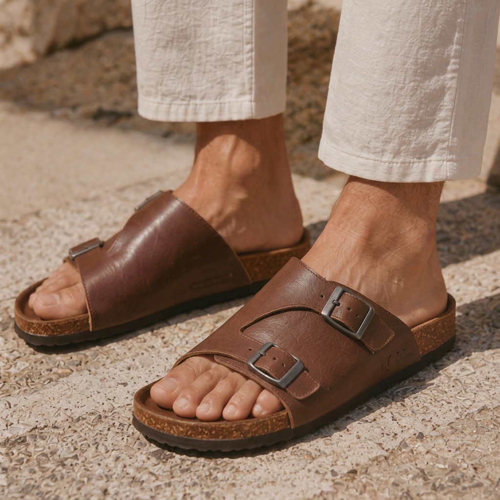LindLeigh | Men's Adjustable Buckle Comfort Slide Sandals