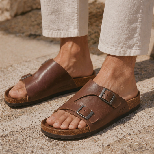 LindLeigh | Men's Adjustable Buckle Comfort Slide Sandals