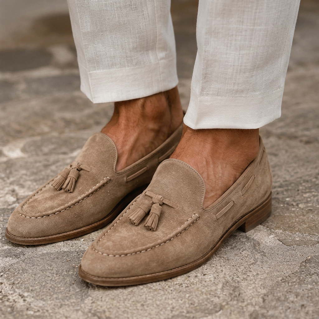 LindLeigh | Men's Suede Tassel Loafers Slip On Dress Shoes
