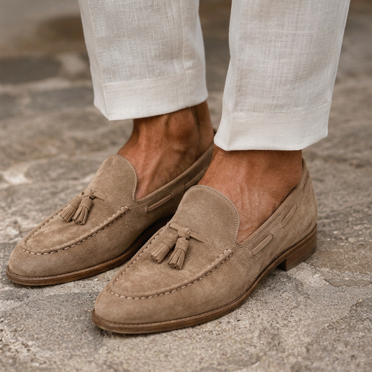 LindLeigh | Men's Suede Tassel Loafers Slip On Dress Shoes