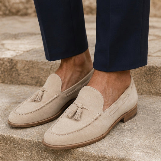 LindLeigh | Men's Suede Tassel Loafers Slip On Dress Shoes