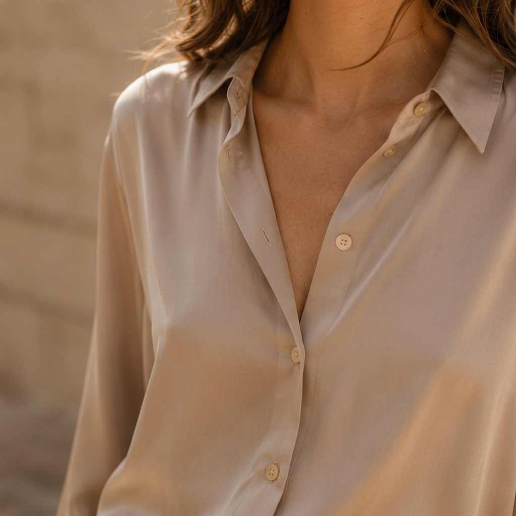 LindLeigh | Women's Satin Button Down Blouse – Long Sleeve Silk Look Shirt