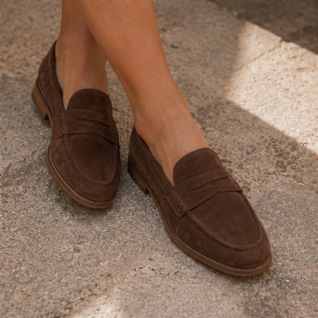 LindLeigh | Women's Flat Suede Loafers – Comfortable Classic Casual Shoes