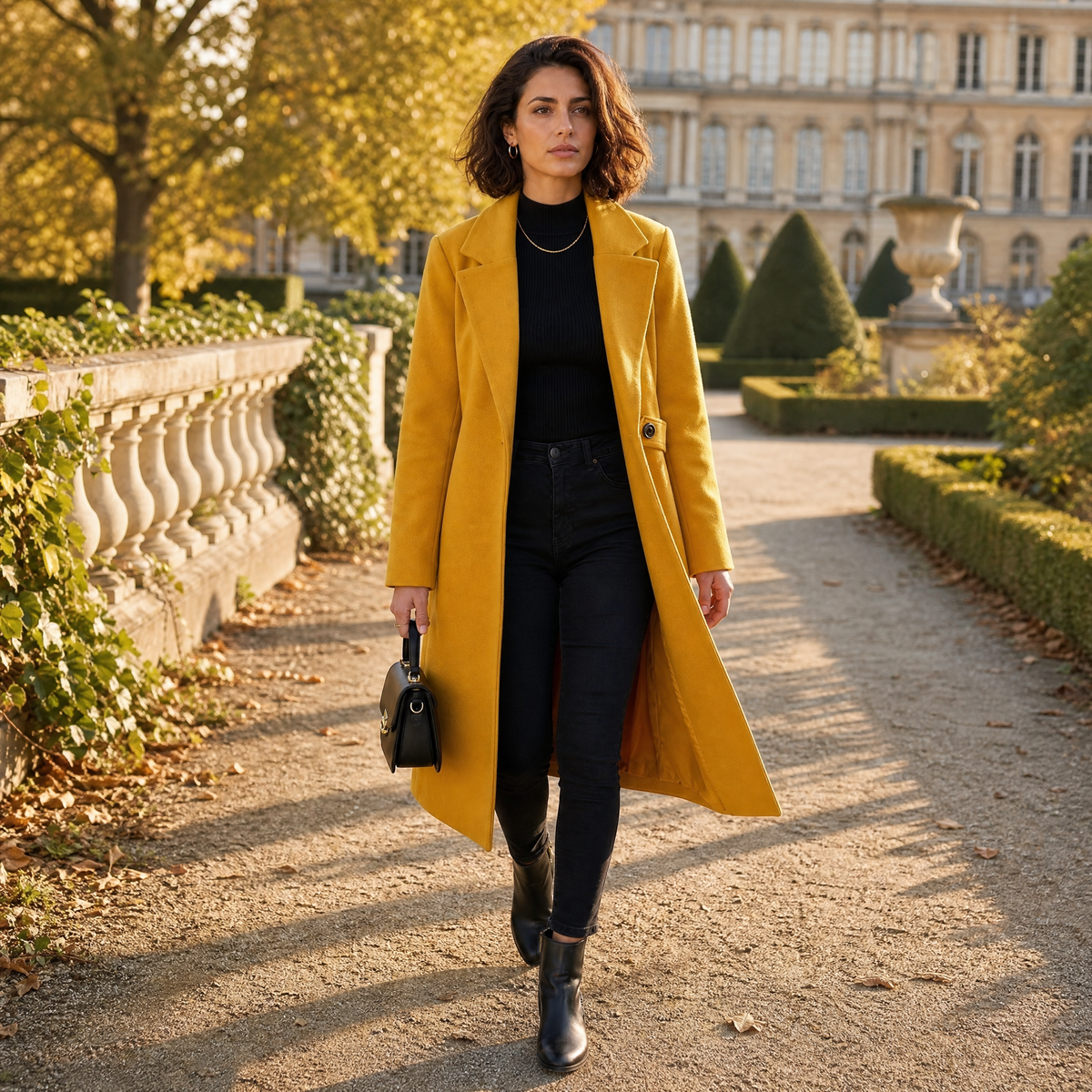 LindLeigh | Women’s Belted Long Coat – Notch Lapel Style