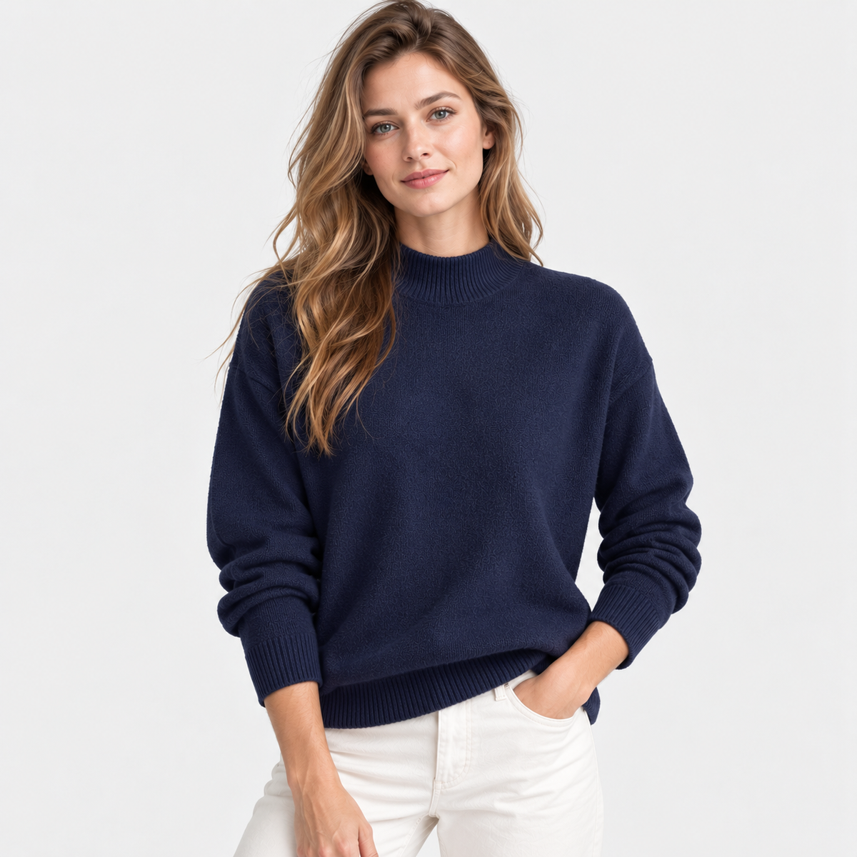 LindLeigh | Women's Mock Neck Sweater Long Sleeve Knit Pullover