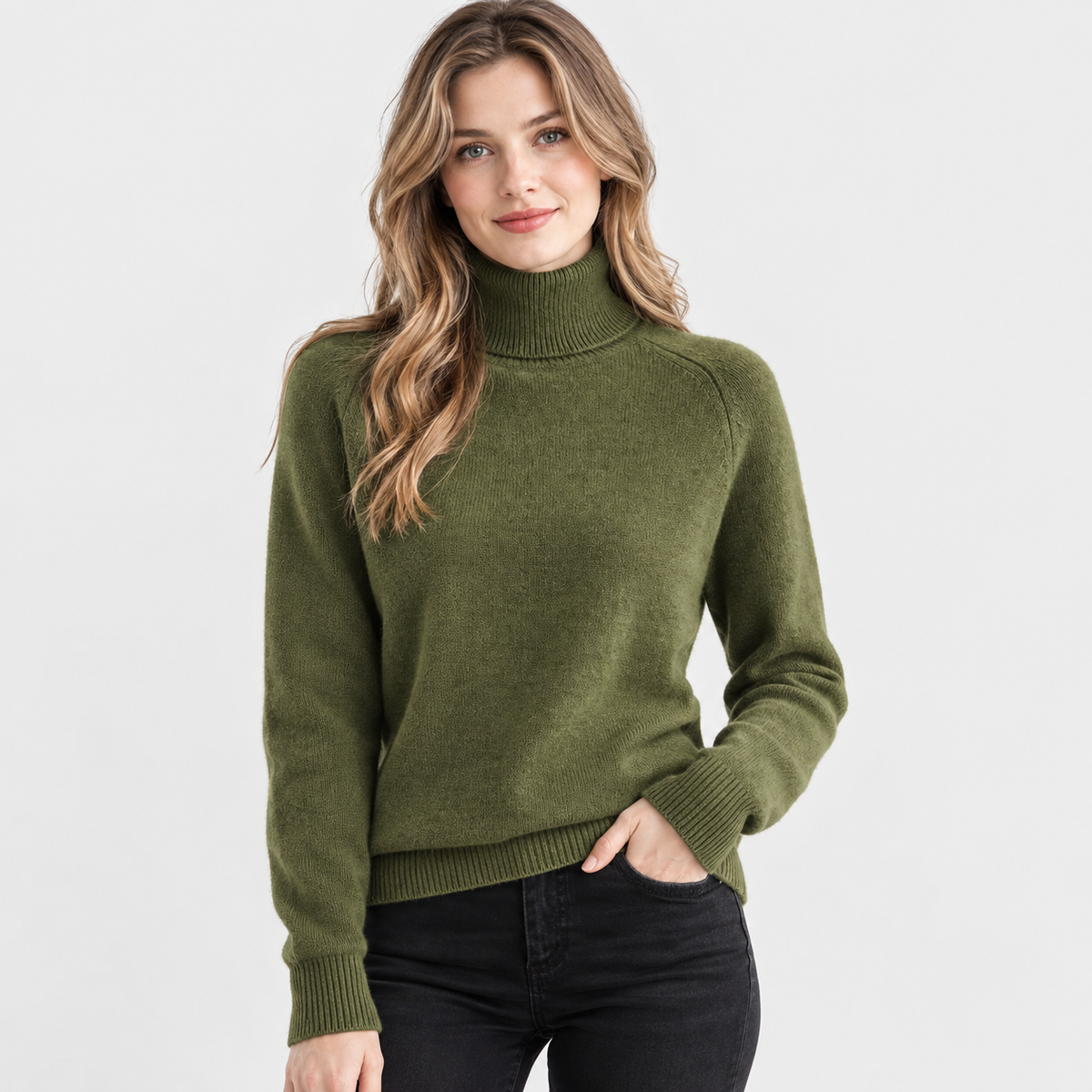 LindLeigh | Women's Turtleneck Sweater Soft Stretch Knit Long Sleeve