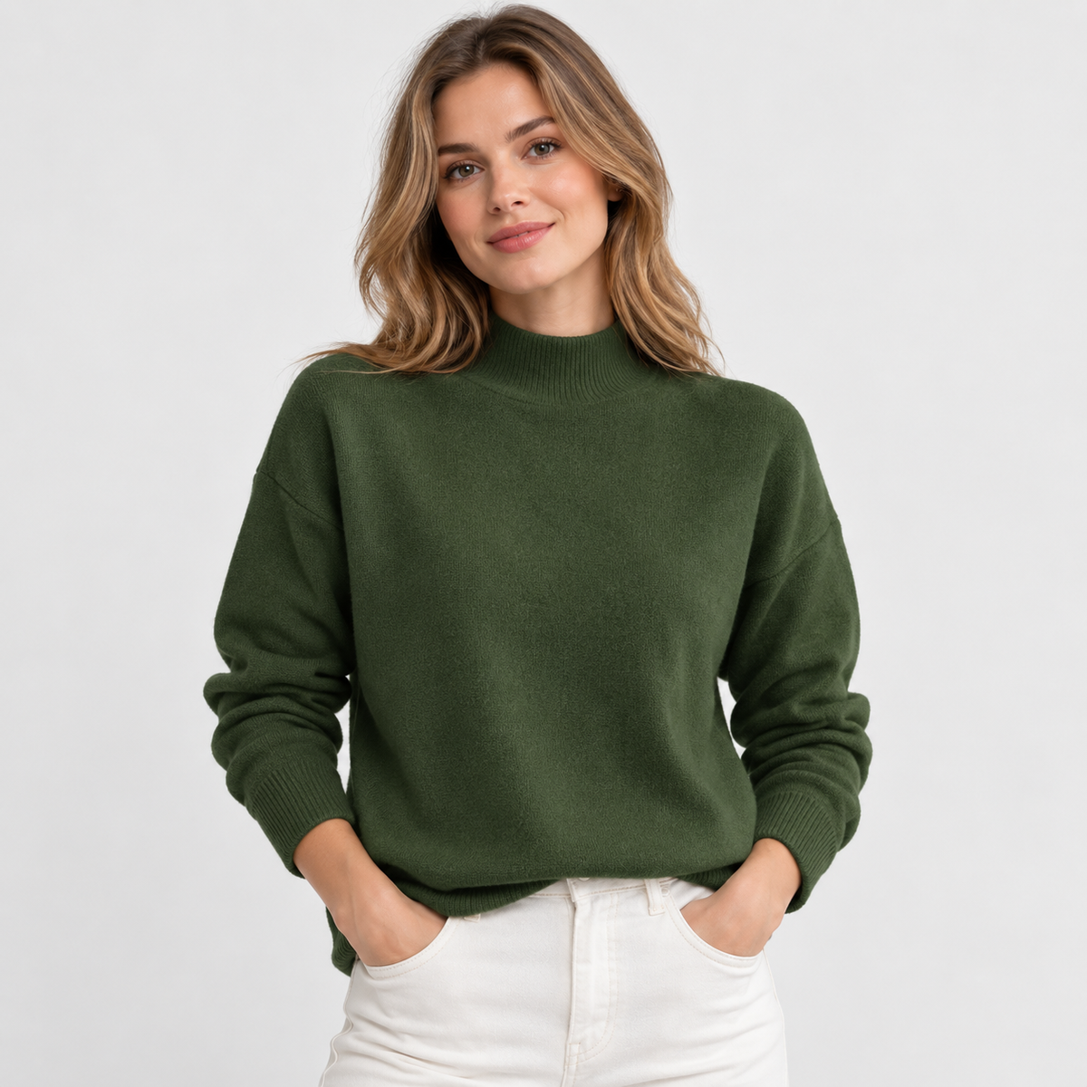 LindLeigh | Women's Mock Neck Sweater Long Sleeve Knit Pullover
