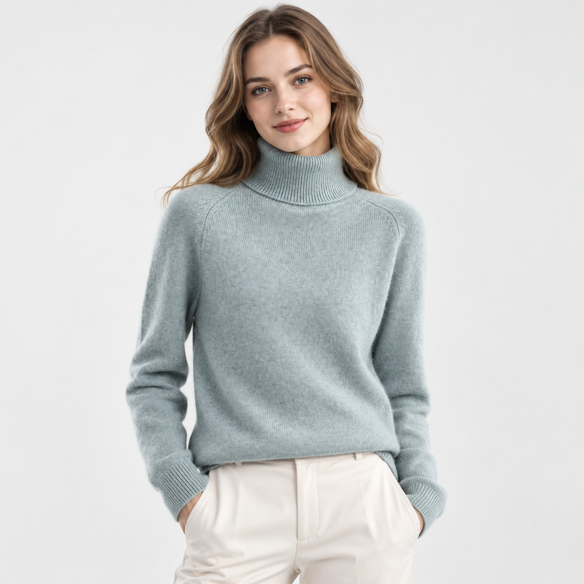 LindLeigh | Women's Turtleneck Sweater Soft Stretch Knit Long Sleeve