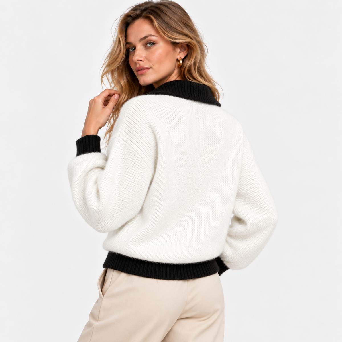 LindLeigh | Women's Half Zip Sweater High Neck Color Block Knit Pullover